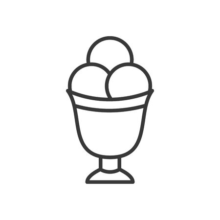 Ice cream line style icon design, Sweet dessert food flavor scoop summer dairy and tasty Vector illustrationのイラスト素材