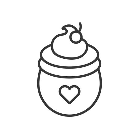 Ice cream line style icon design, Sweet dessert food flavor scoop summer dairy and tasty Vector illustrationのイラスト素材