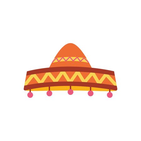 Mexican hat flat style icon design, Mexico culture tourism landmark latin and party theme Vector illustrationのイラスト素材