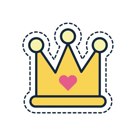 crown with heart line fill style icon design of love passion romantic valentines day wedding decoration and marriage theme Vector illustrationのイラスト素材