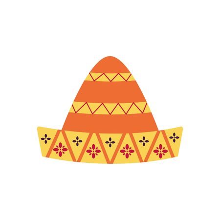 Mexican hat flat style icon design, Mexico culture tourism landmark latin and party theme Vector illustrationのイラスト素材