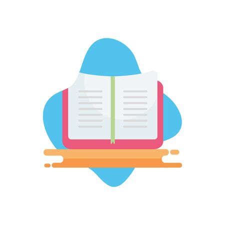 book flat block style icon design, Education literature read library school university information learning and text theme Vector illustrationのイラスト素材