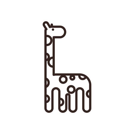 Cute giraffe cartoon line style icon design, Animal zoo life nature character childhood and adorable theme Vector illustrationのイラスト素材