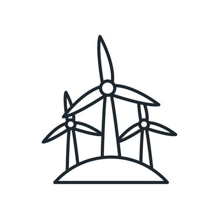 Wind mills line style icon design, Save energy power eco sustainable and environmental theme Vector illustrationのイラスト素材