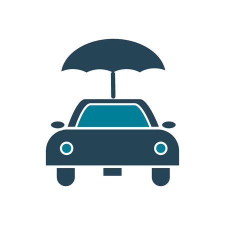 car and umbrella silhouette style icon design, health care security protection life accident and guard theme Vector illustrationのイラスト素材