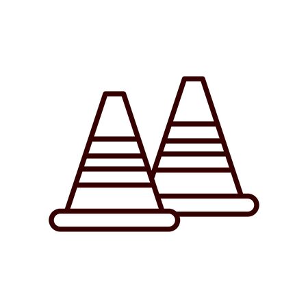 cones line style icon design of Construction working maintenance workshop repairing progress labor and industrial theme Vector illustrationのイラスト素材