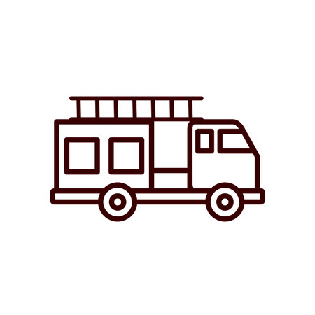 fire truck line style icon design, Emergency rescue save department 911 danger help safety and aid...