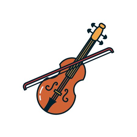 cello instrument line and fill style icon design, Music sound melody song musical art and composition theme Vector illustrationのイラスト素材
