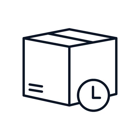 Box and clock line style icon design, Delivery logistics transportation shipping service warehouse industry and global theme Vector illustrationのイラスト素材