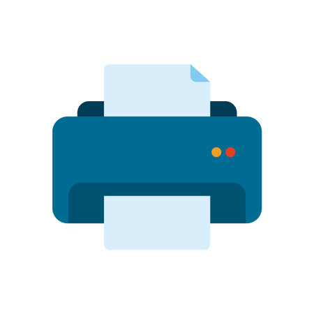 Printer with document flat style icon design, Data archive storage organize business office and...