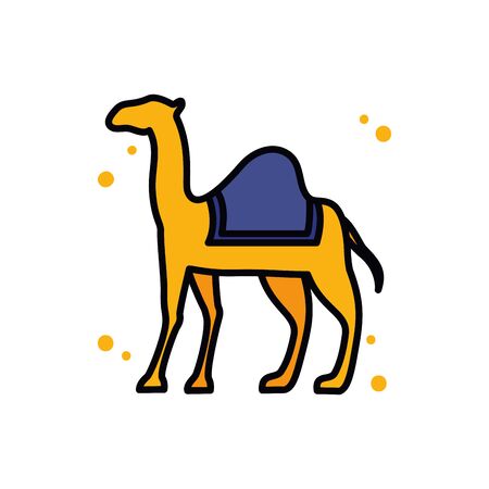 Cute camel line and fill style icon design, Animal zoo life nature character desert and adorable theme Vector illustrationのイラスト素材
