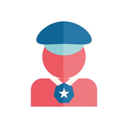 policeman avatar with medal flat style icon design, Officer cop security law character job person people safety and crime theme Vector illustrationのイラスト素材