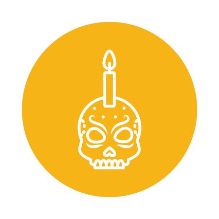 Mexican skull with candle block style icon design, Mexico culture tourism landmark latin and party theme Vector illustrationのイラスト素材