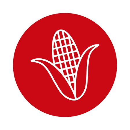 Corn block style icon design, Food vegetable agriculture green plant maize cob and organic theme Vector illustrationのイラスト素材