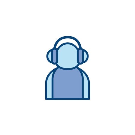 Avatar with headphones line and fill style icon design of Person profile social communication human user partnership member and figure theme Vector illustrationのイラスト素材