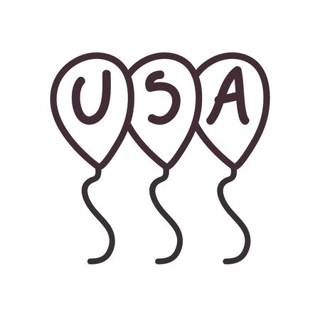 Usa balloons line style icon design, United states america independence day nation us country and national theme Vector illustrationのイラスト素材