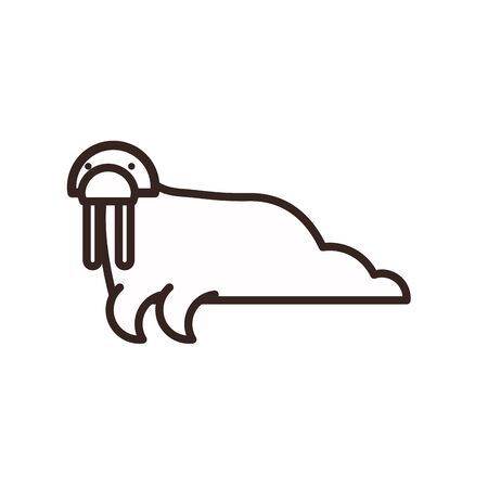 Cute walrus cartoon line style icon design, Animal zoo life nature character childhood and adorable theme Vector illustrationのイラスト素材