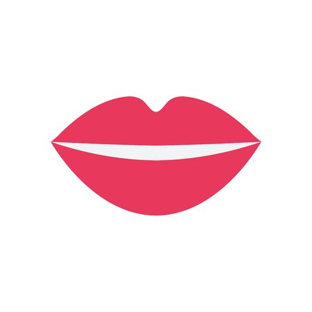 female mouth flat style icon design of lips expression character caricature fun people facial emotion joy humor and human theme Vector illustrationのイラスト素材