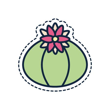 cactus with flower line fill style icon design, Plant desert nature tropical summer mexico and western theme Vector illustrationのイラスト素材