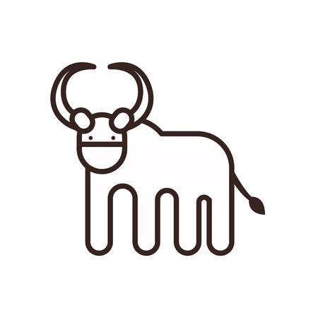Cute bull cartoon line style icon design, Animal zoo life nature character childhood and adorable theme Vector illustrationのイラスト素材