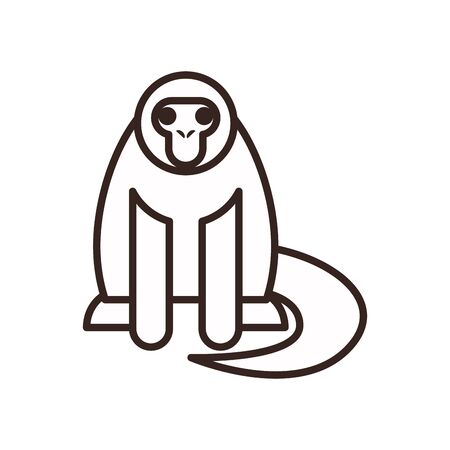 Cute monkey cartoon line style icon design, Animal zoo life nature character childhood and adorable theme Vector illustrationのイラスト素材
