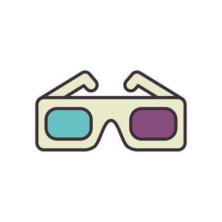Movie glasses line fill style icon design, Cinema video film media entertainment show motion and presentation theme Vector illustrationのイラスト素材