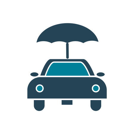 car and umbrella silhouette style icon design, Insurance health care security protection life accident and guard theme Vector illustrationのイラスト素材