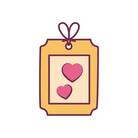 Hearts inside label line and fill style icon design of love passion romantic valentines day wedding decoration and marriage theme Vector illustrationのイラスト素材