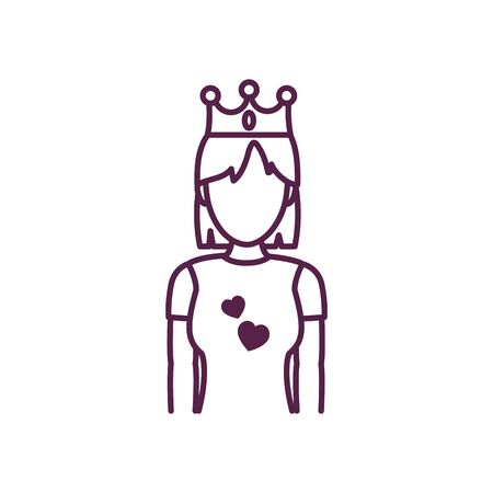 Avatar woman with crown line style icon design, Girl female person people human and social media theme Vector illustrationのイラスト素材