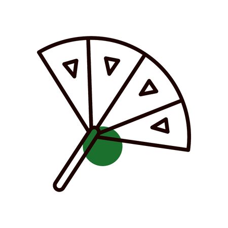 Mexican hand fan half line half color style icon design, Mexico culture tourism landmark latin and party theme Vector illustrationのイラスト素材