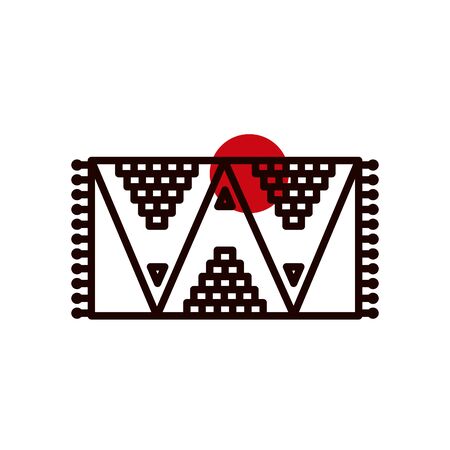 Mexican rug half line half color style icon design, Mexico culture tourism landmark latin and party theme Vector illustrationのイラスト素材