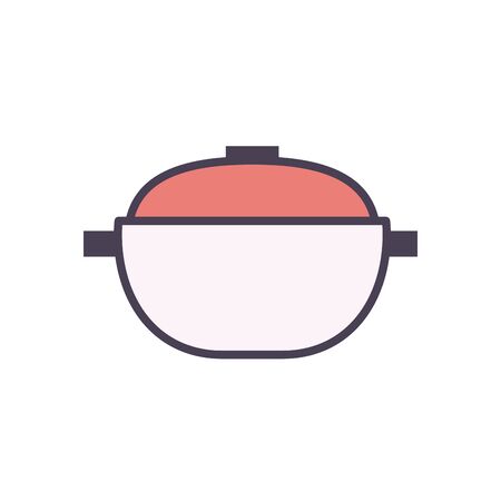 pot line and fill style icon design, kitchen cook eat food restaurant home menu dinner lunch cooking and meal theme Vector illustrationのイラスト素材