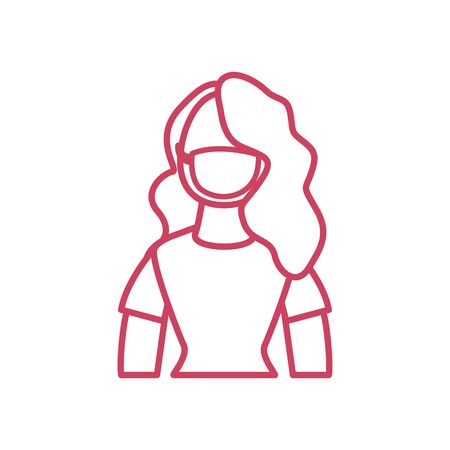 cartoon woman with mouth mask icon over white background, line style icon, vector illustrationのイラスト素材