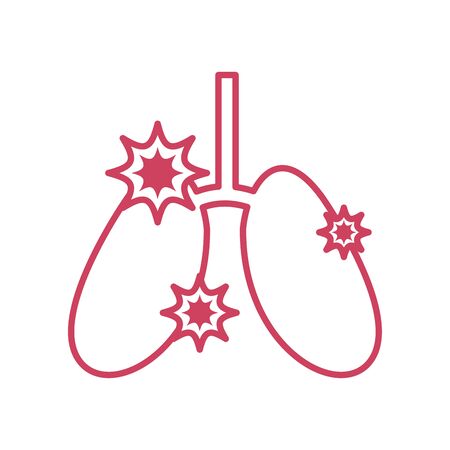diseased lungs icon over white background, line style icon, vector illustrationのイラスト素材