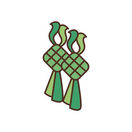 Ramadan ketupat fill style icon design, Islamic muslim religion culture belief religious faith god spiritual meditation and traditional theme Vector illustrationのイラスト素材