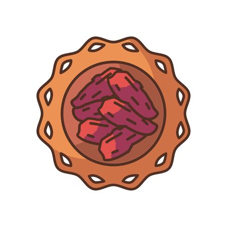 Ramadan dates bowl fill style icon design, Islamic muslim religion culture belief religious faith god spiritual meditation and traditional theme Vector illustrationのイラスト素材