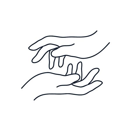 human hands icon over white background, minimalist tattoo concept, line style, vector illustrationのイラスト素材