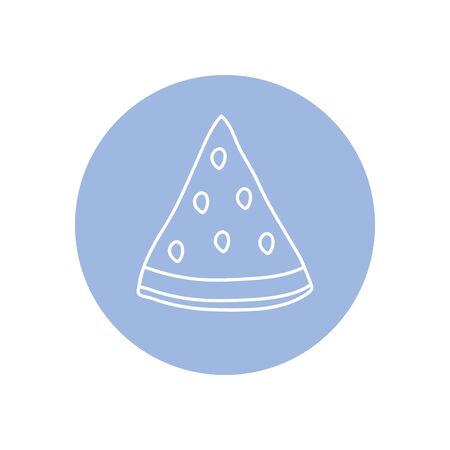 watermelon piece icon over white background, minimalist tattoo concept, line block style, vector illustrationのイラスト素材