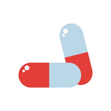 pills capsules icon over white background, flat style, vector illustrationのイラスト素材
