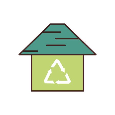 house with recycle symbol inside fill style icon design, Ecology eco save green natural organic environment protection and care theme Vector illustrationのイラスト素材