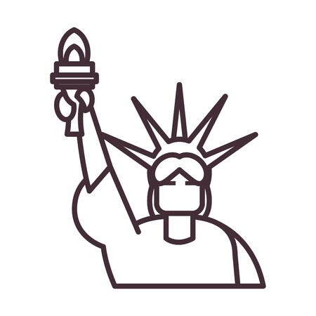 Usa liberty statue line style icon design, United states america independence day nation us country and national theme Vector illustrationのイラスト素材