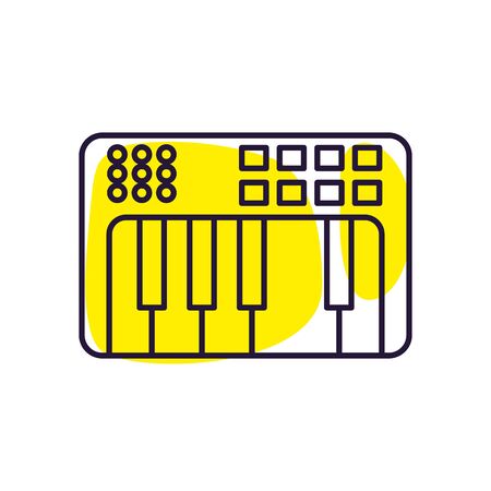 piano instrument line style icon design, Music sound melody song musical art and composition theme Vector illustrationのイラスト素材