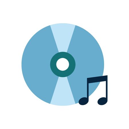 cd and note flat style icon design, Music sound melody song musical art and composition theme Vector illustrationのイラスト素材