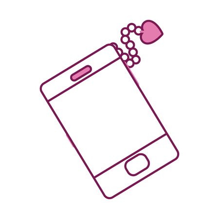Smartphone half line half color style icon design, Cellphone mobile digital phone technology communication and social media theme Vector illustrationのイラスト素材