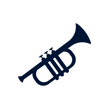Trumpet silhouette style icon design, Music sound melody song musical art and composition theme Vector illustrationのイラスト素材