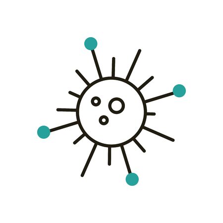 Virus with nucleus half line half color style icon design, Bacterium organism molecule microbe cell disease illness health medical and infection theme Vector illustrationのイラスト素材