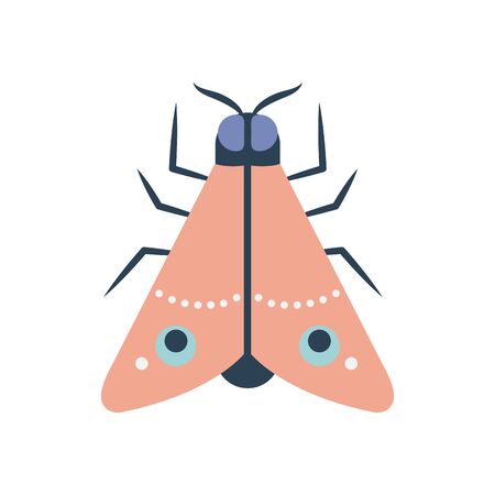 moth insect icon over white background, flat style, vector illustrationのイラスト素材