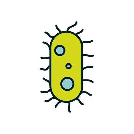 Virus with legs line and fill style icon design, Bacterium organism molecule microbe cell disease illness health medical and infection theme Vector illustrationのイラスト素材
