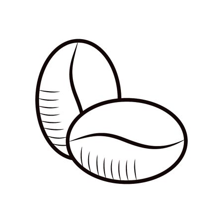 Coffee beans line style icon design of time drink breakfast beverage shop morning store aroma and caffeine theme Vector illustrationのイラスト素材