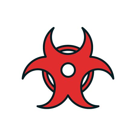 Biohazard line and fill style icon design, Virus bacterium organism molecule microbe cell disease illness health medical and infection theme Vector illustrationのイラスト素材